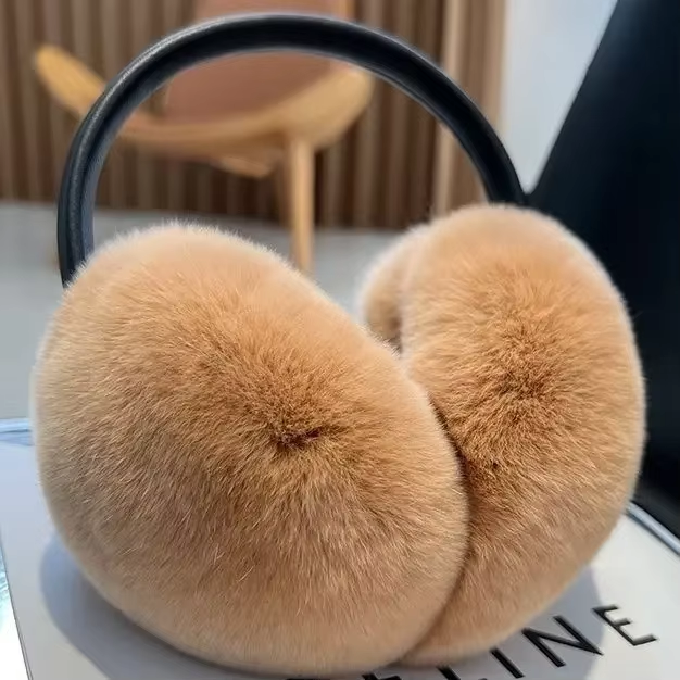 Lena – Natural Rex Rabbit Fur Earmuffs