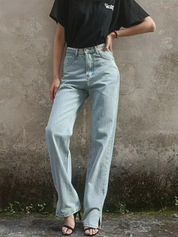 Charlotte – High-Waisted Slit Wide-Leg Jeans