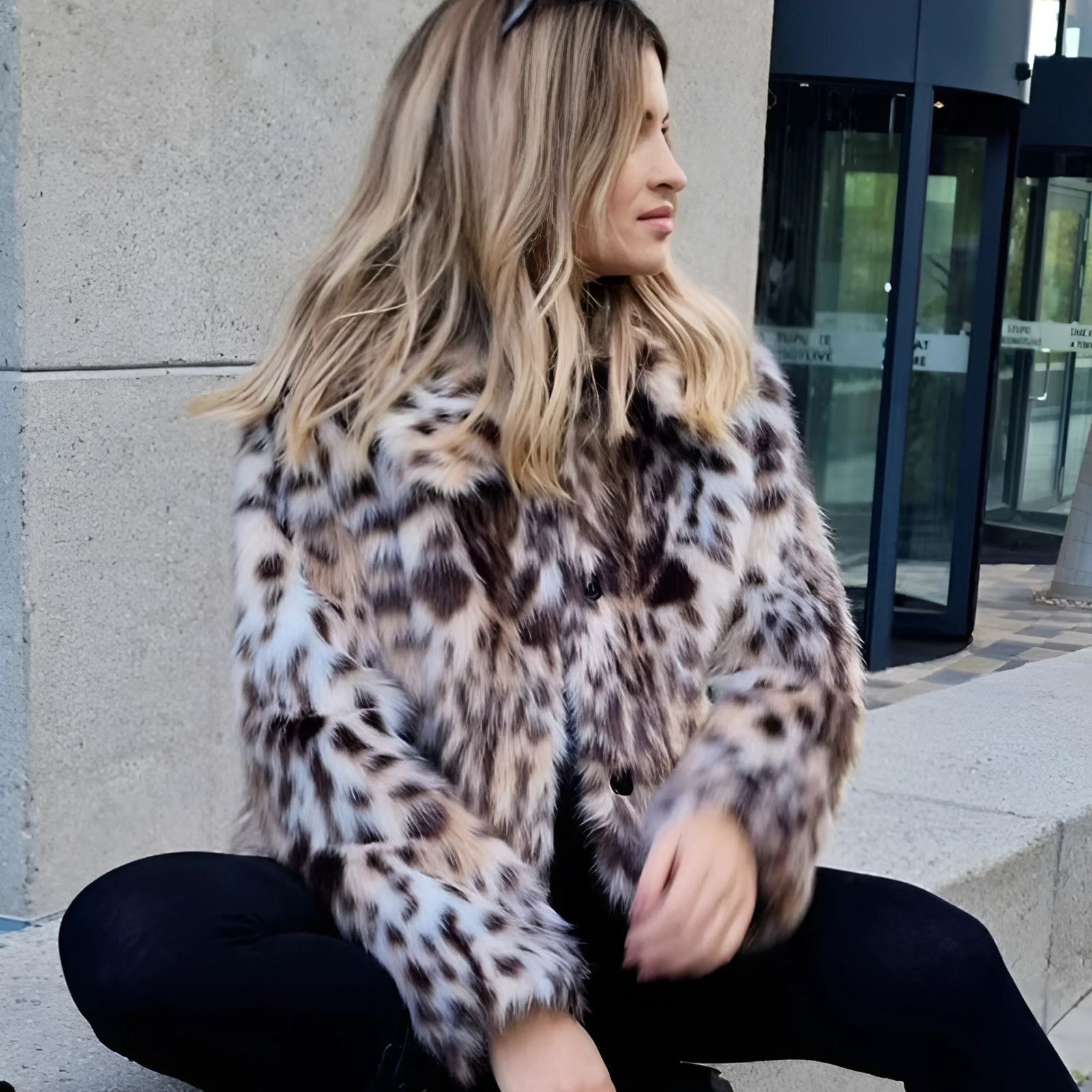 Cindy – Leopard Print Faux Fur Coat