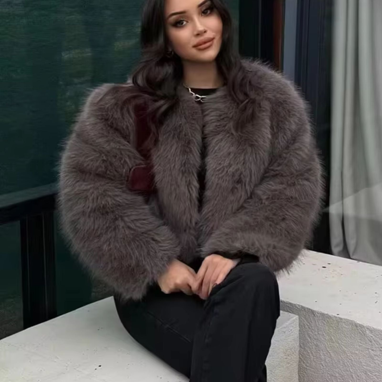 Adriana – Winter Vintage Faux Fur Jacket – EssenceLane