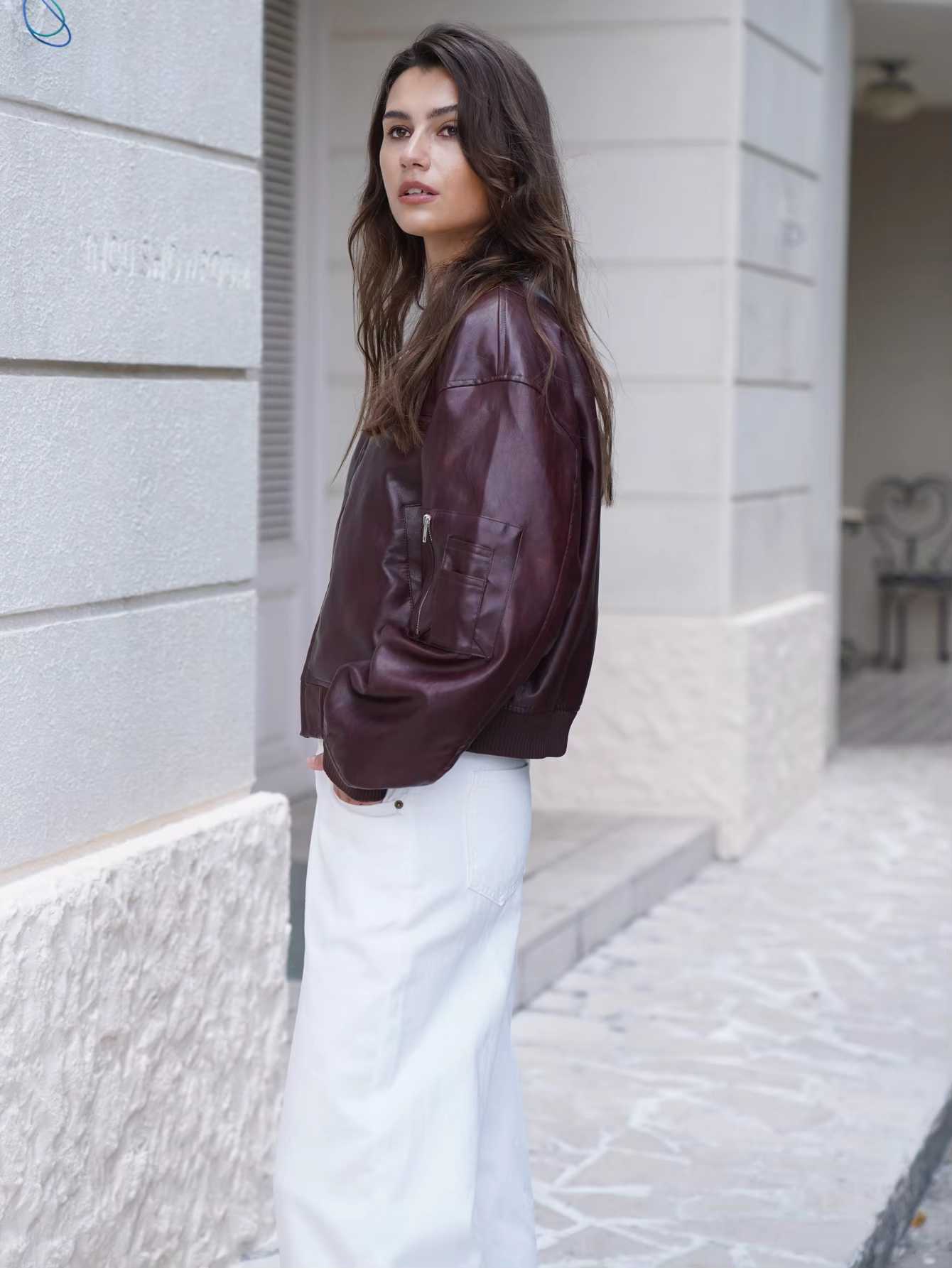 Jane – Stylish PU Leather Bomber Jacket