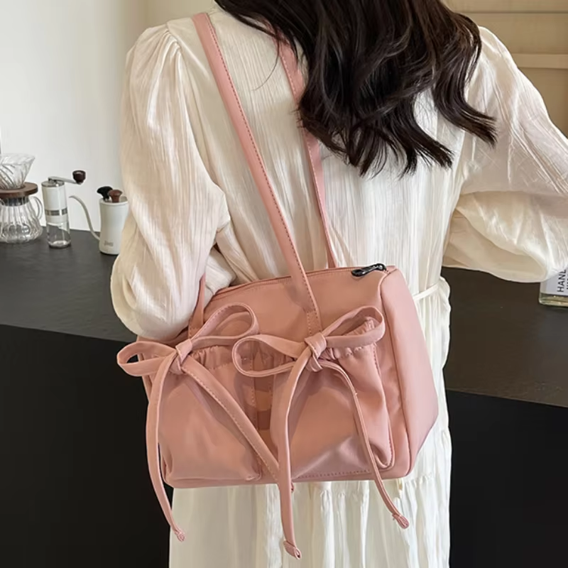 Soojin – 2024 Korean Bow Nylon Shoulder Bag