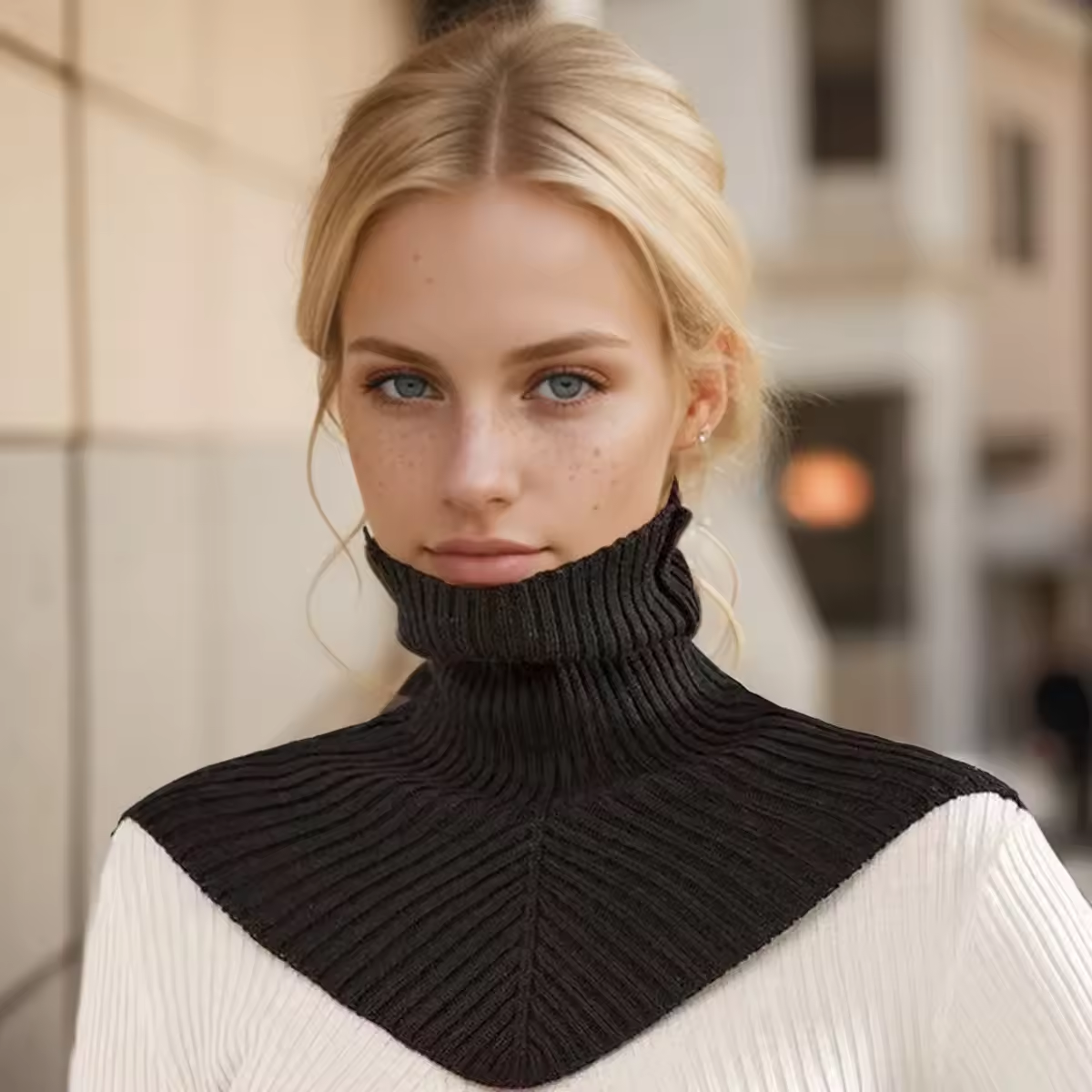 Knitted High-Lapel Scarf