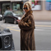 Cassey – Brown Faux Fur Long Overcoat