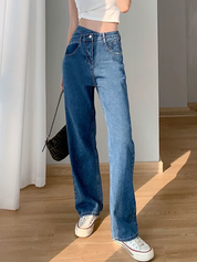 Ruby – Irregular High-Waist Straight Jeans