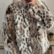 Cindy – Leopard Print Faux Fur Coat