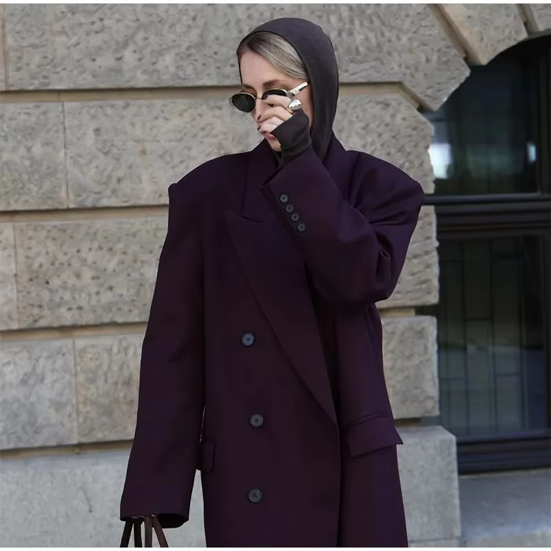 Venice – Burgundy Woolen Long Overcoat