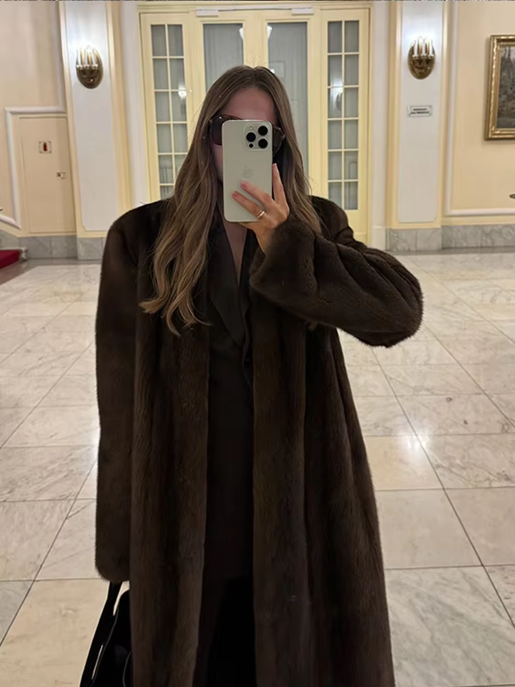 Esme – Vintage Dark Brown Faux Fur Coat