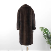 Cassey – Brown Faux Fur Long Overcoat