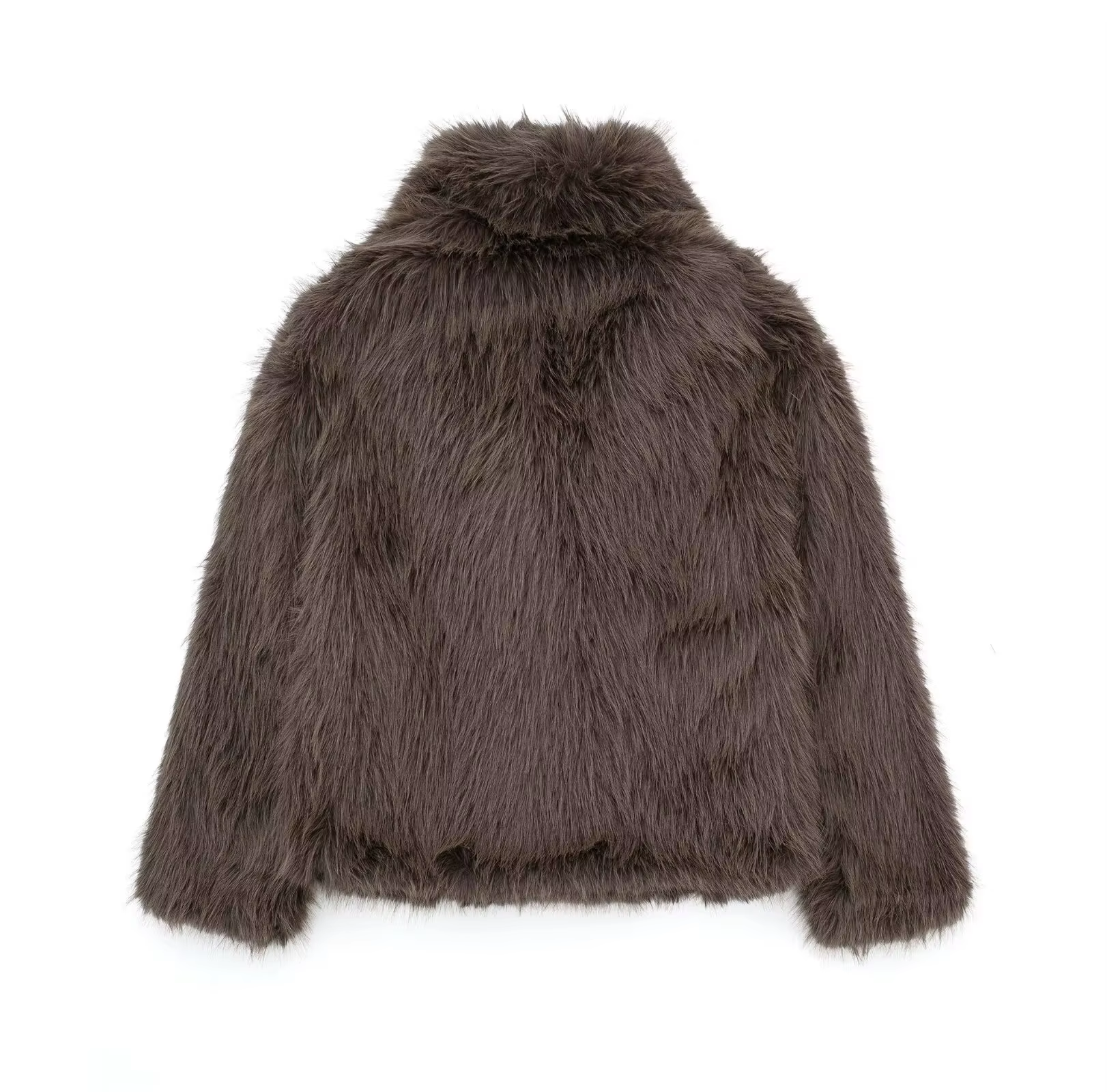 Mia – Casual Brown Faux Fur Jacket