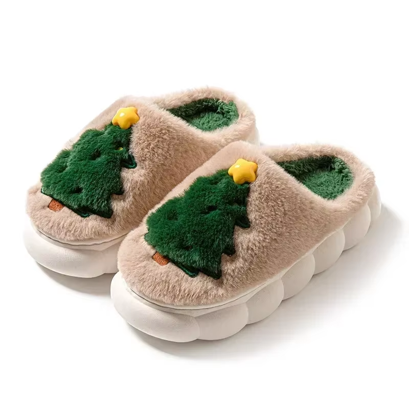 Kath – Christmas Tree Fluffy Slippers