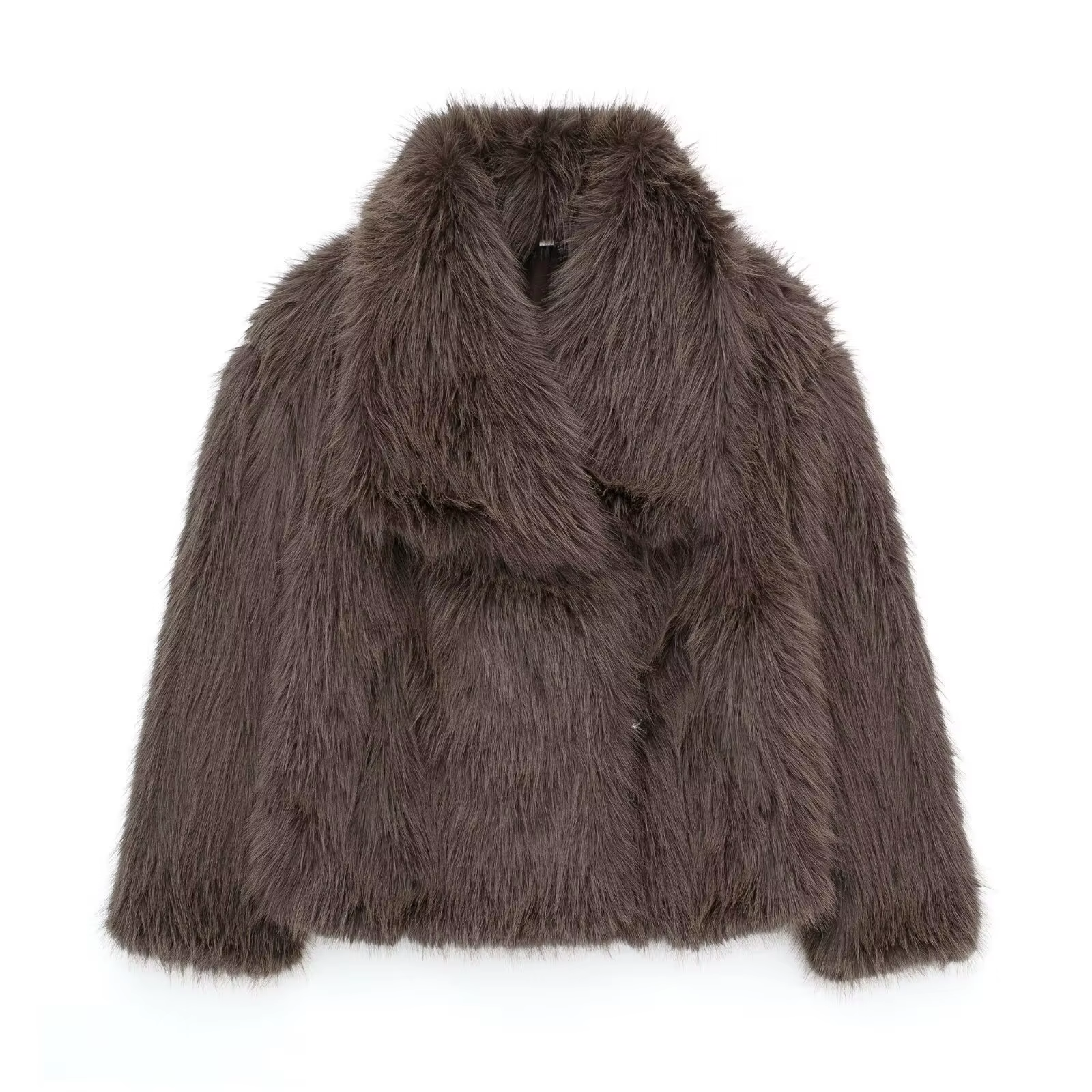 Mia – Casual Brown Faux Fur Jacket