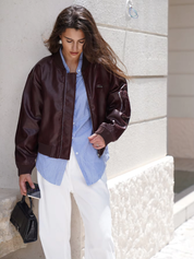 Jane – Stylish PU Leather Bomber Jacket