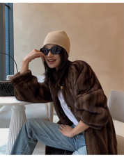 Amara – Long Faux Mink Fur Coat