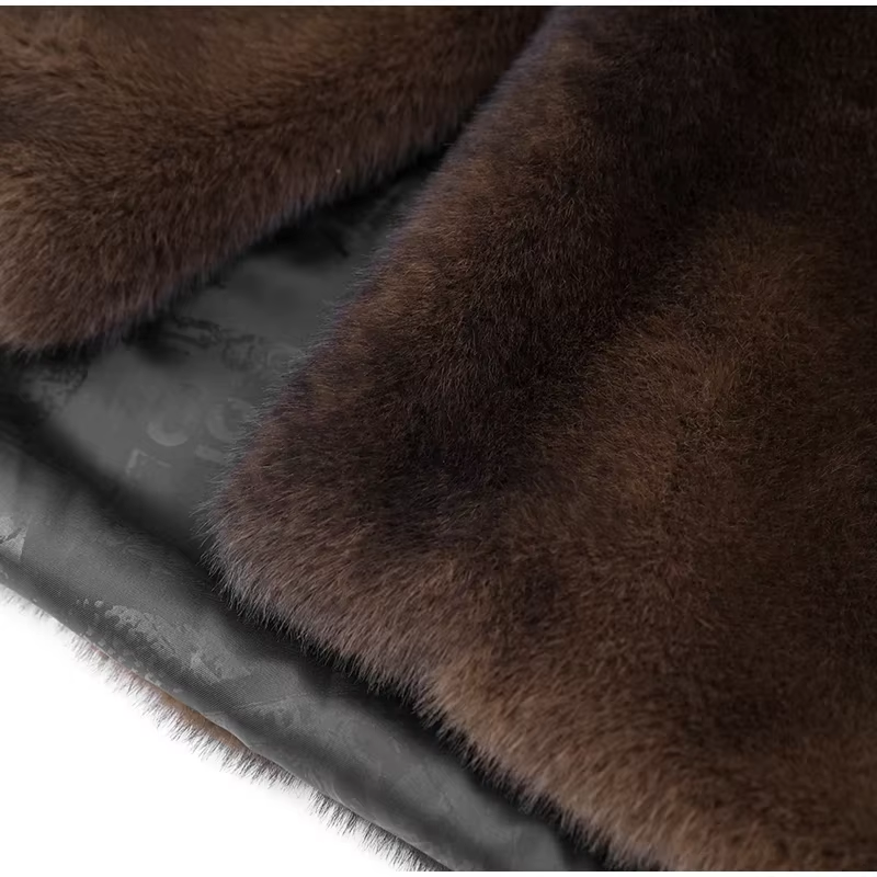 Cassey – Brown Faux Fur Long Overcoat