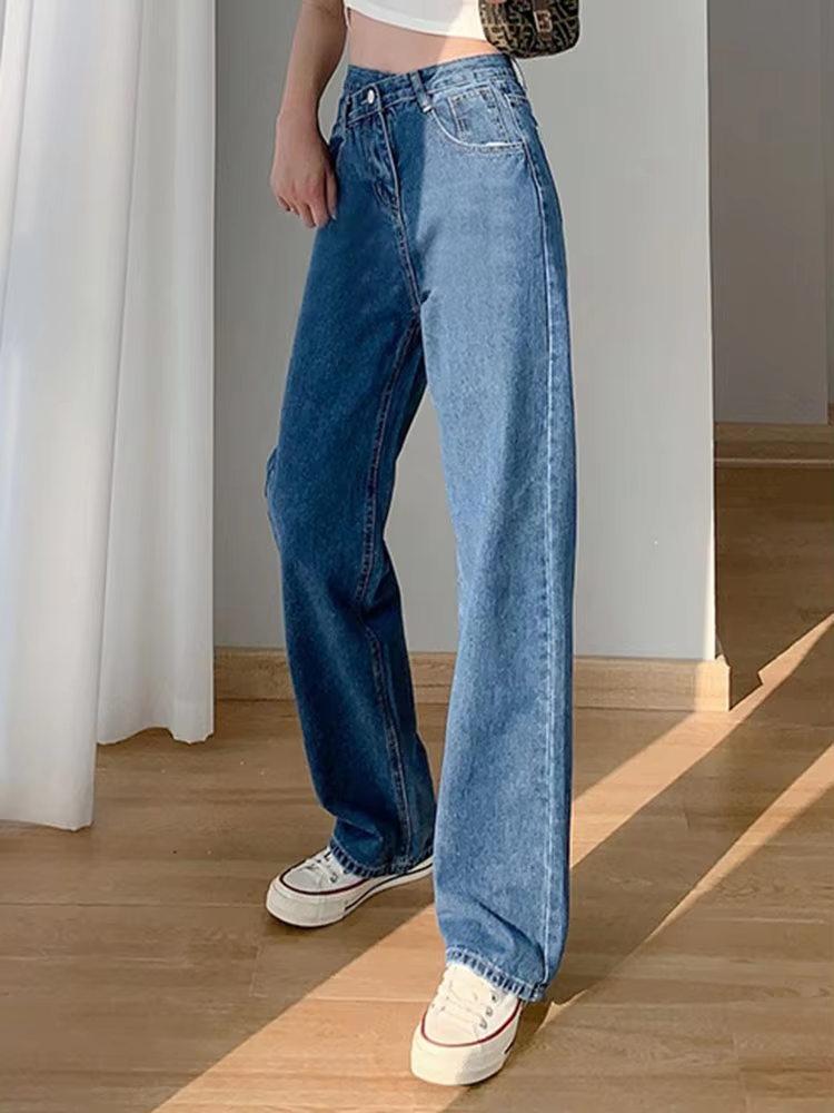 Ruby – Irregular High-Waist Straight Jeans