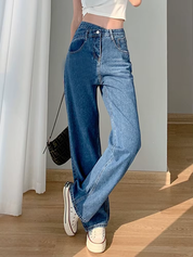 Ruby – Irregular High-Waist Straight Jeans