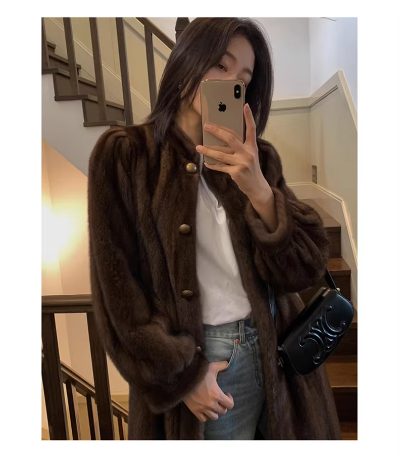 Amara – Long Faux Mink Fur Coat