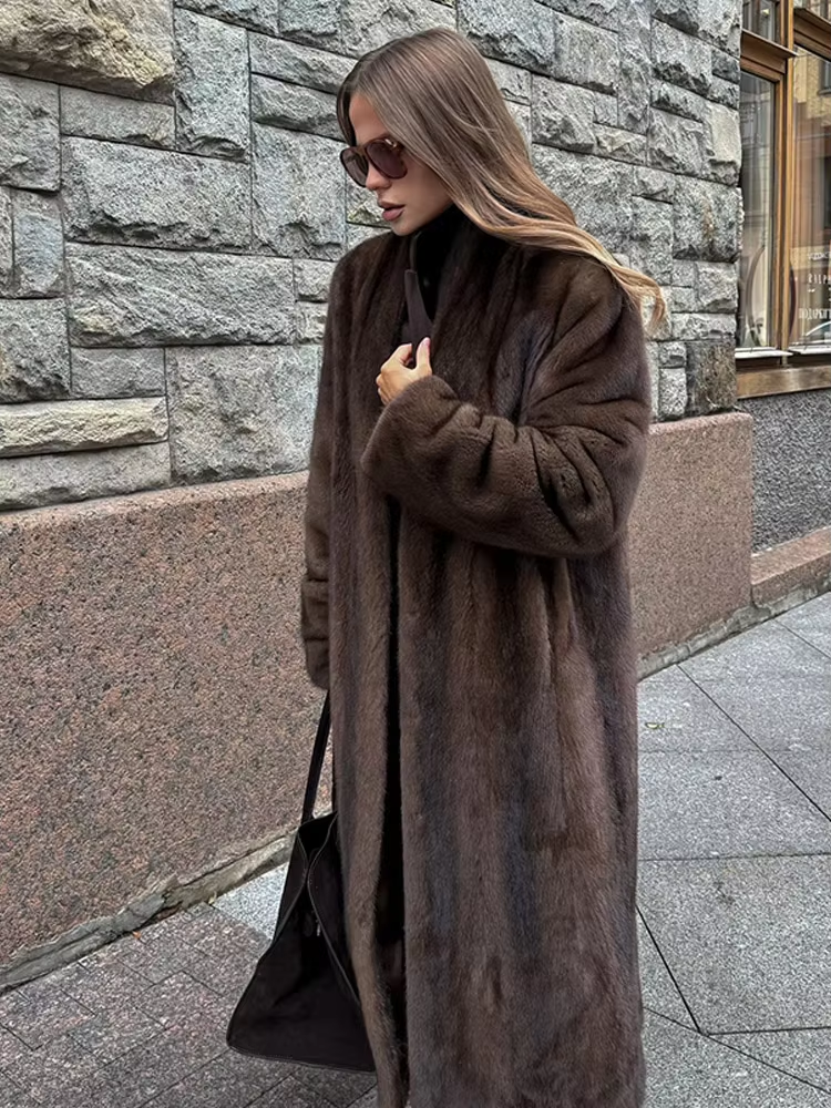 Esme – Vintage Dark Brown Faux Fur Coat