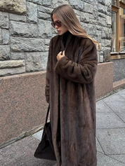 Esme – Vintage Dark Brown Faux Fur Coat