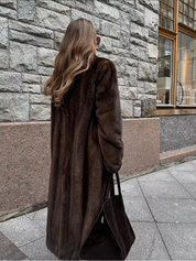 Esme – Vintage Dark Brown Faux Fur Coat