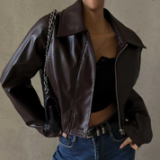 Karen – Vintage Wine Red Leather Jacket