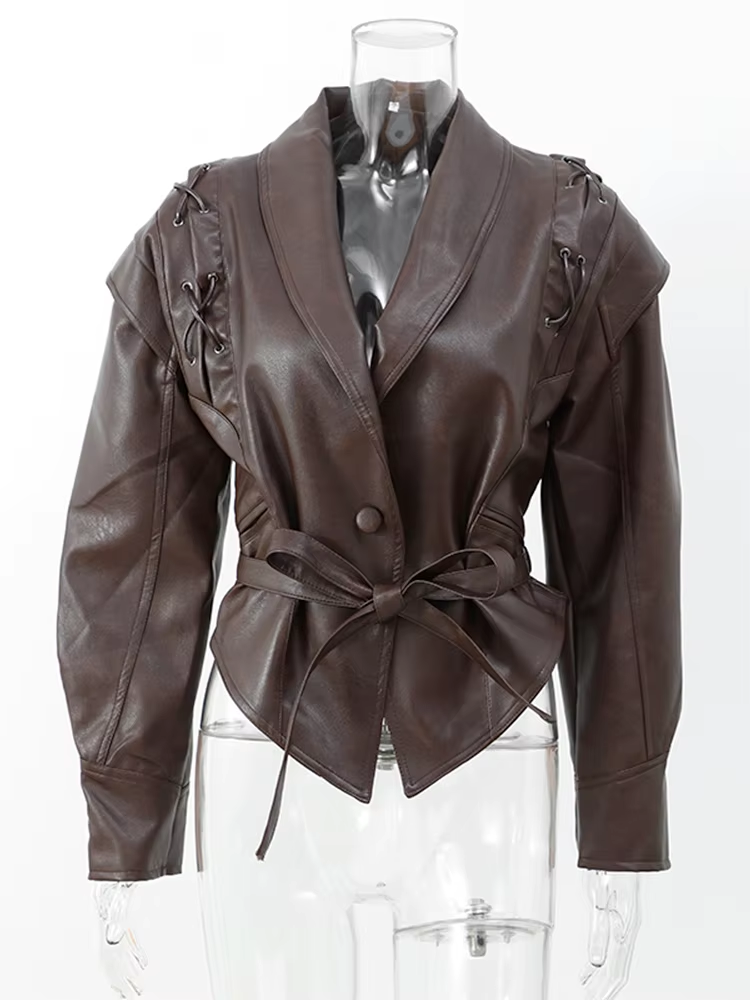 Camila – 2024 Vintage Lace-Up Leather Jacket