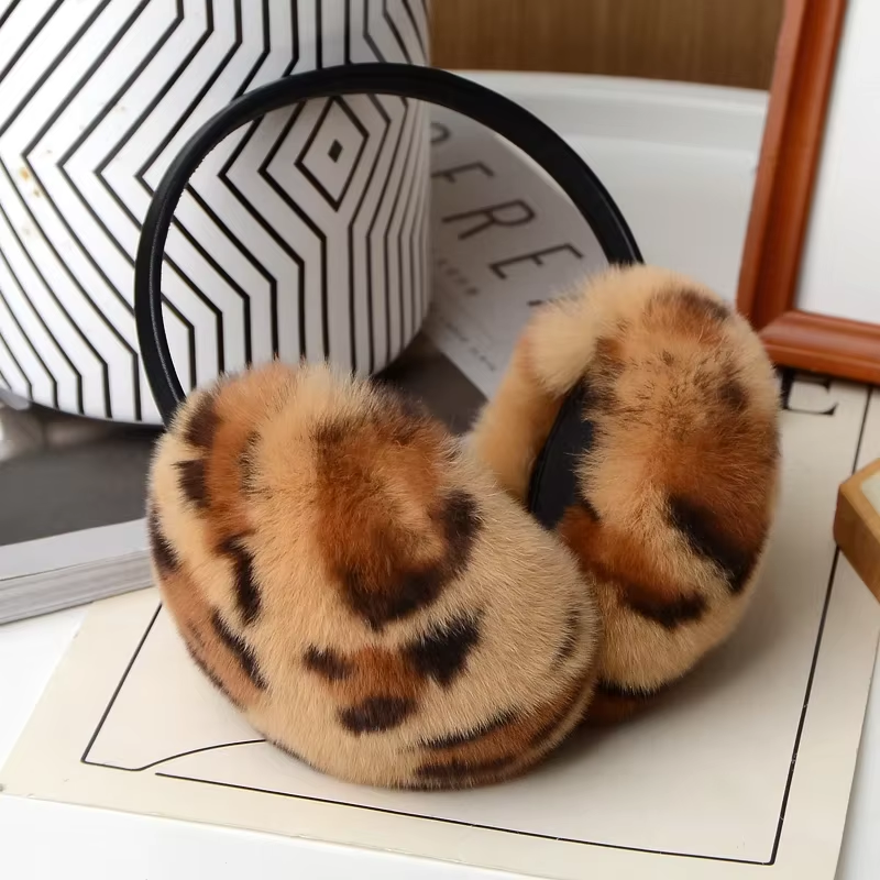 Lena – Natural Rex Rabbit Fur Earmuffs