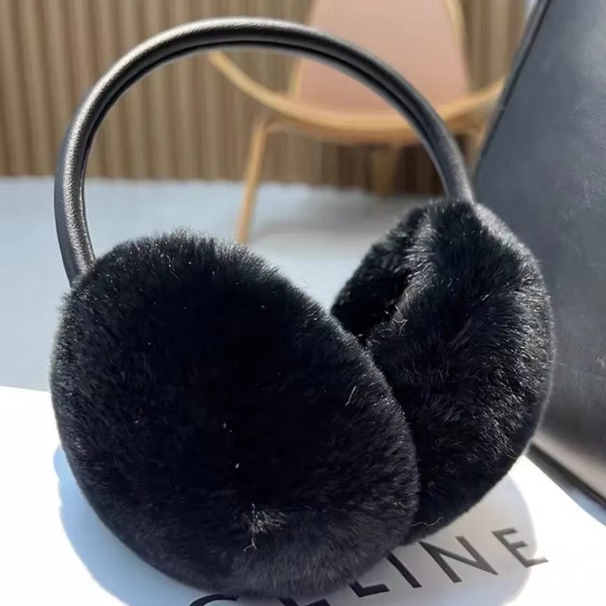 Lena – Natural Rex Rabbit Fur Earmuffs