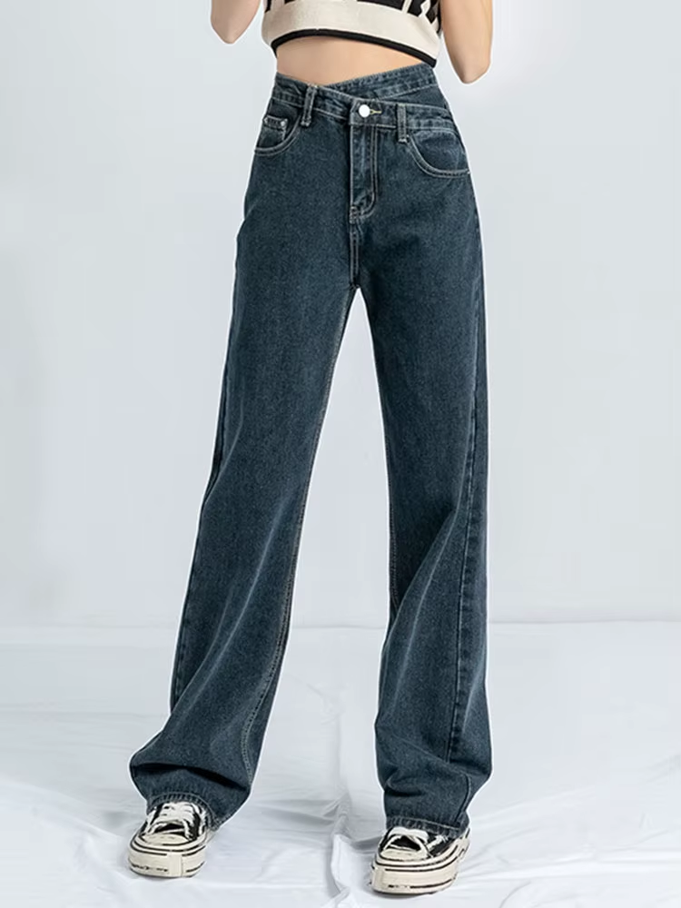 Ruby – Irregular High-Waist Straight Jeans