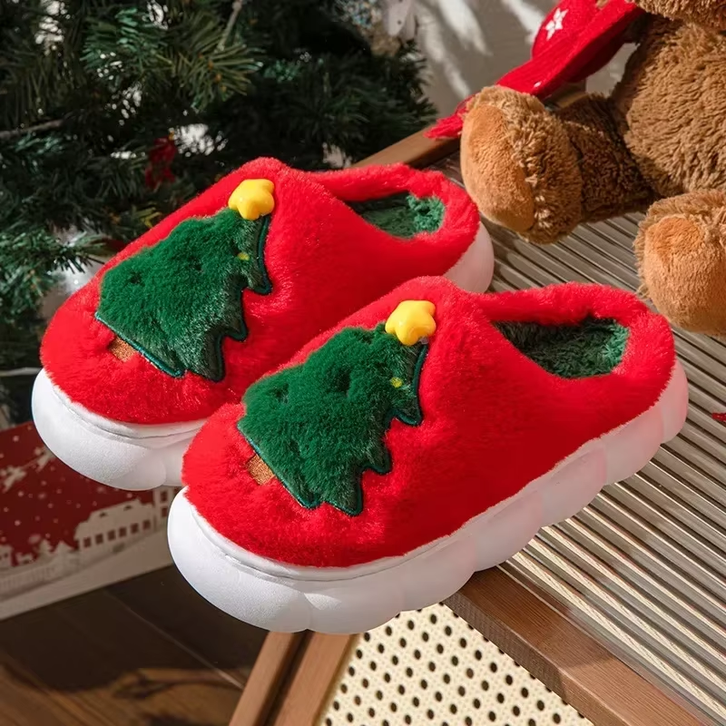 Kath – Christmas Tree Fluffy Slippers